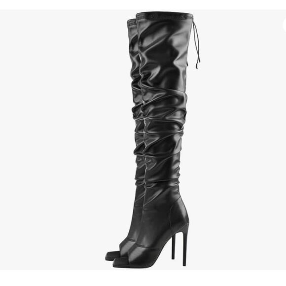 Women's Stiletto Heel Zipper Knee/Thigh High Boots - Picture 7 of 7